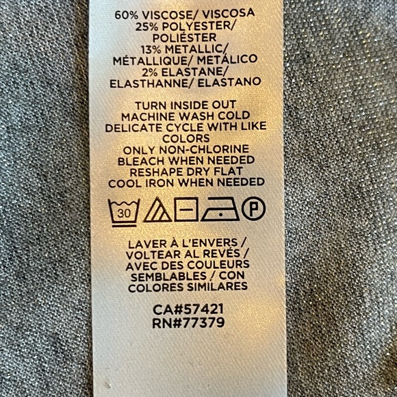 Ann Taylor NWT Silver Metallic Gray Puff Sleeves Top - Size “XXS” - Picture 5 of 6